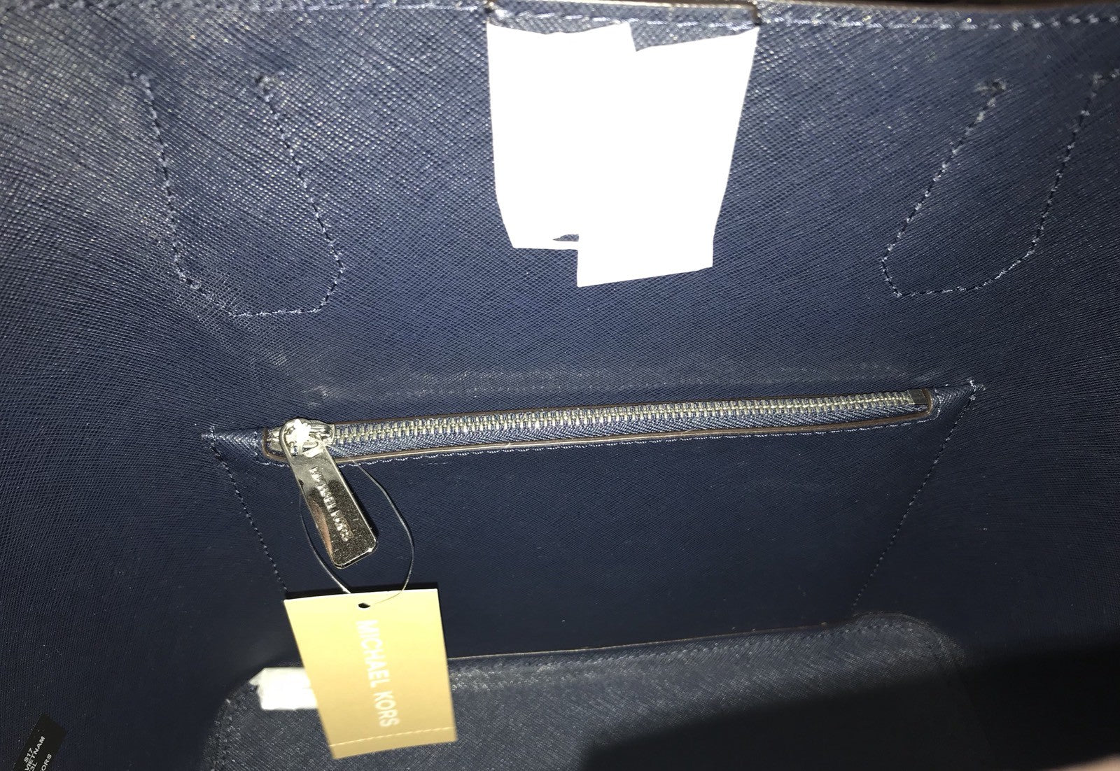 Michael Kors Greenwich Large Saffiano Leather Navy Stripe Grab Bag New With Tag7