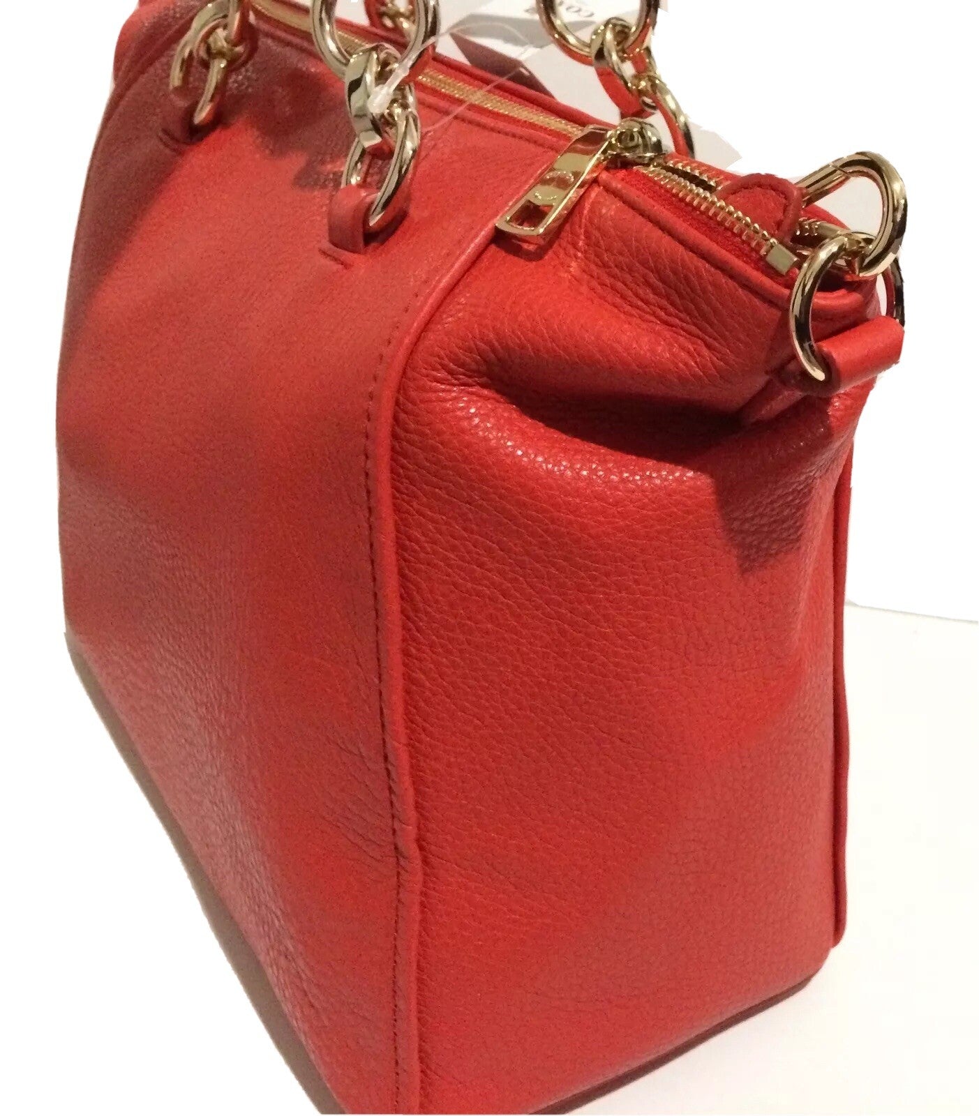 Coach COLETTE Pebbled Leather Satchel Crossbody CardinalRed Bag F34508 New W/Tag4