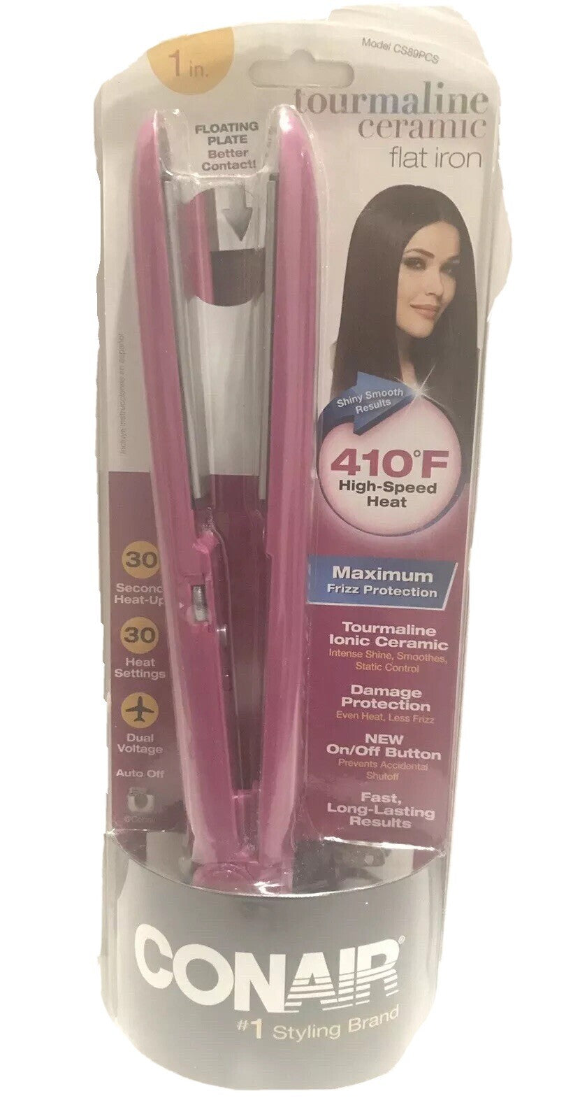 Conair CS89PCS Tourmaline Ceramic 1” Flat Iron.  New In Box0
