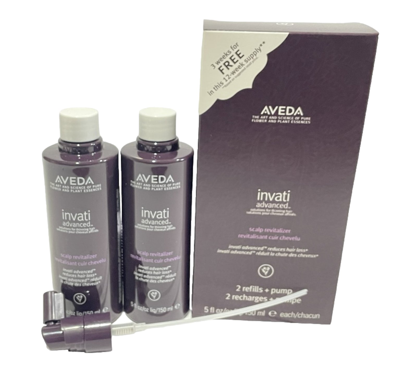 AVEDA INVATI ADVANCED Scalp Revitalizer 2 Refills with Pump 5oz Reduce Hair Loss0