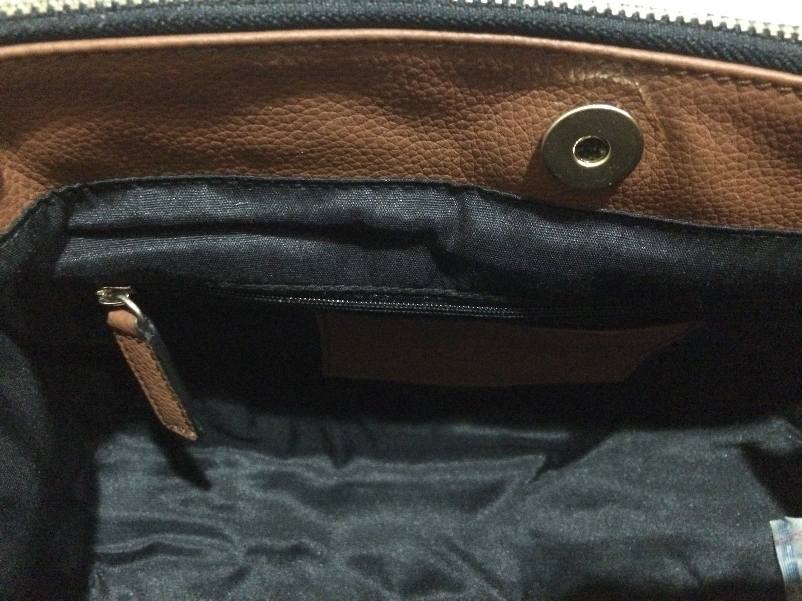 Calvin Klein CAITLIN Double Zipped Chestnut Faux Leather Satchel Bag New With Tg3