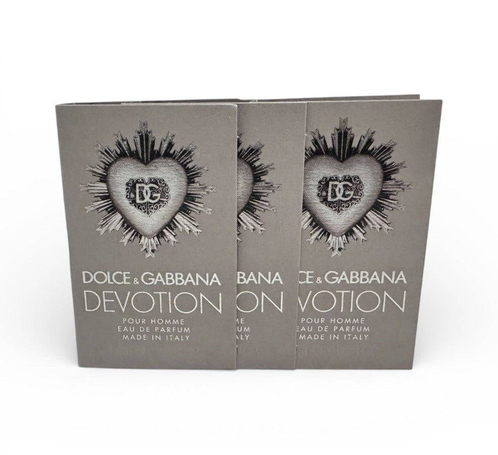 3X DOLCE & GABBANA DEVOTION Pour Homme EDP 1.5ml .05oz Carded SAMPLE  SPRAY VIAL0