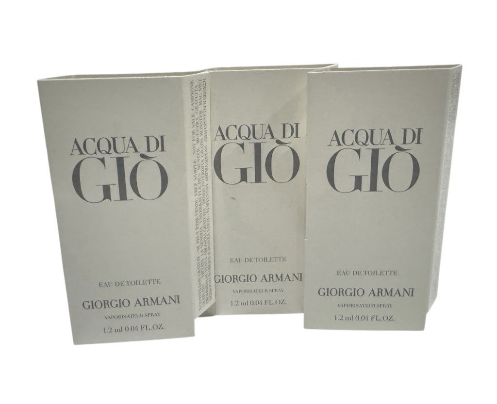 3 Giorgio Armani Acqua di Gio EDT Men Fragrance Sample Vials 1.2ml Each New Card0