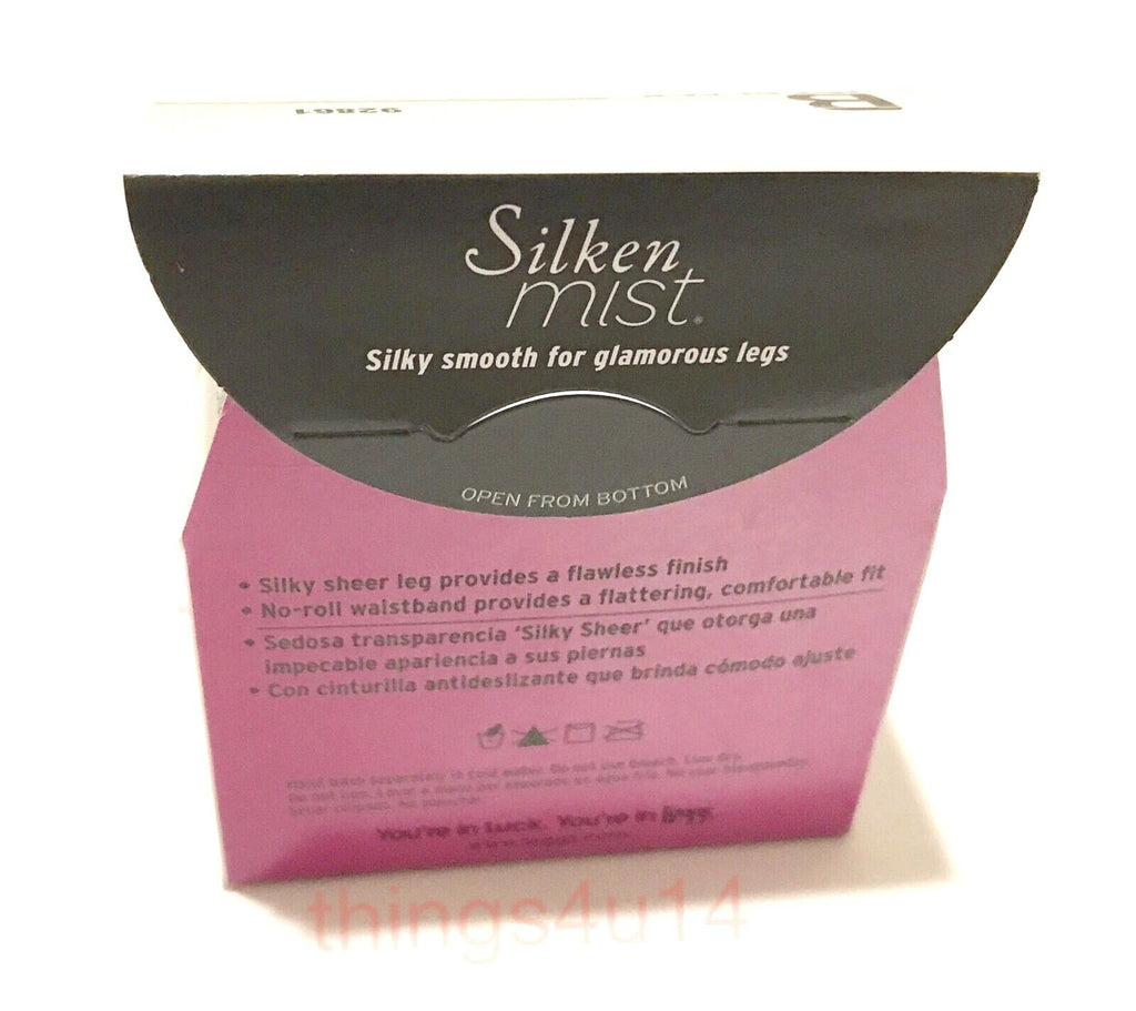 3 X Leggs Pantyhose Silken Mist Control Top Jet Black B No Roll Waistband  NIB2