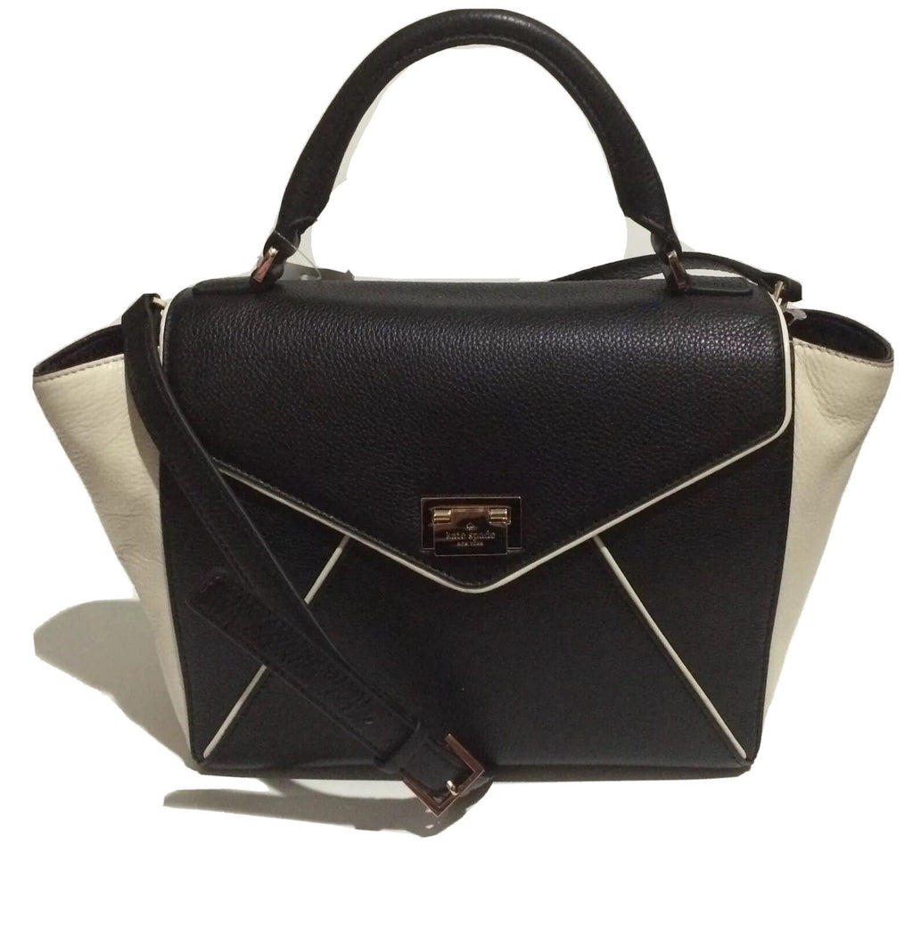 Kate Spade LAUREL WELLESLEY PLACE Blk/Porcelain Satchel Bag. WKRU3109 New W/tag0