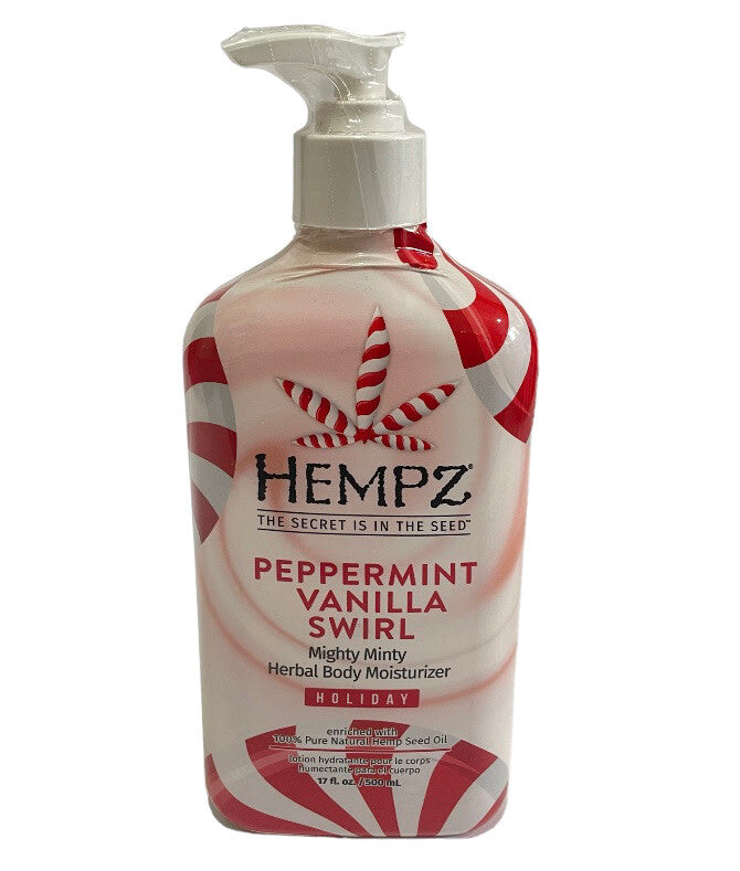 Hempz Peppermint Vanilla Swirl Herbal Body Moisturizer.  17oz New0