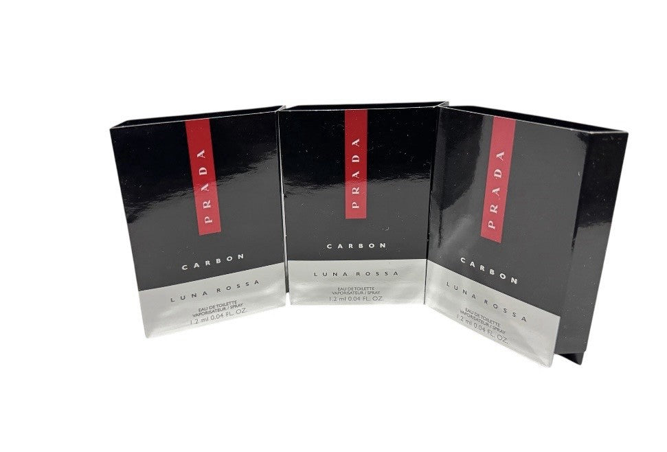 3 Prada Carbon Luna Rossa EDT Men’s Cologne Spray Samples 0.04oz / 1.2ml Each0
