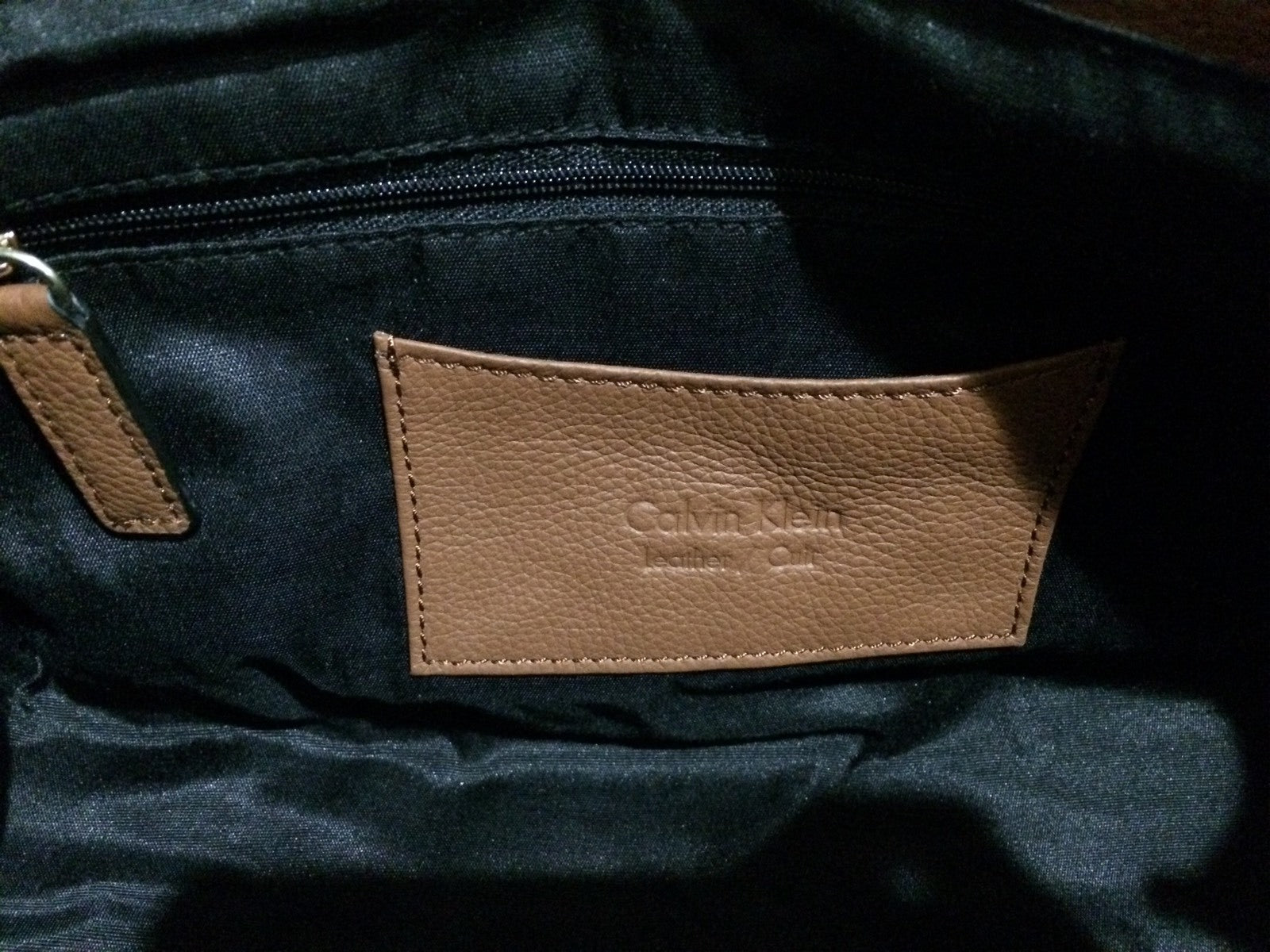 Calvin Klein CAITLIN Double Zipped Chestnut Faux Leather Satchel Bag New With Tg8