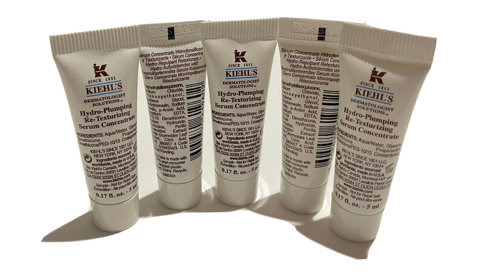 5x KIEHLS HYDRO PLUMPING RE-TEXTURIZING SERUM CONCENTRATE .17 OZ 5ML Each New0