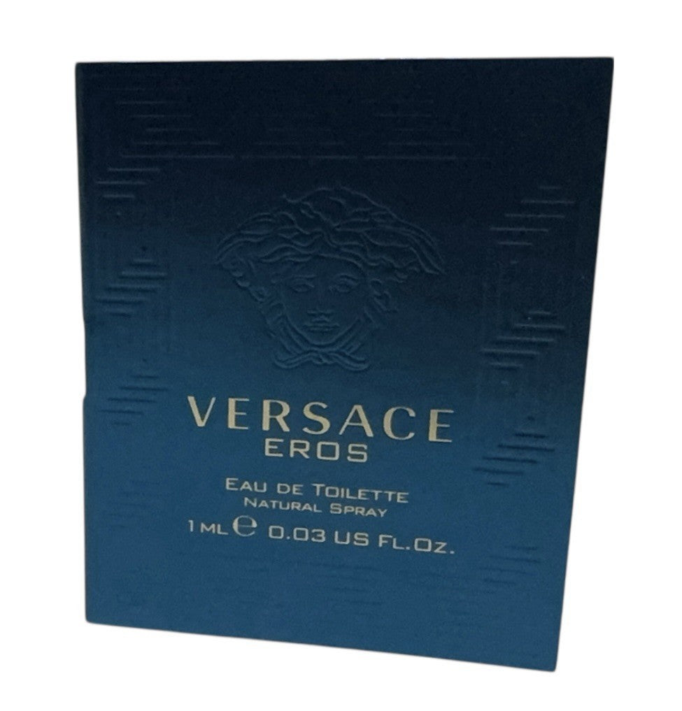 3 X Versace Eros Eau De Toilette  .03oz 1ml CARDED SAMPLE FOR MEN.1