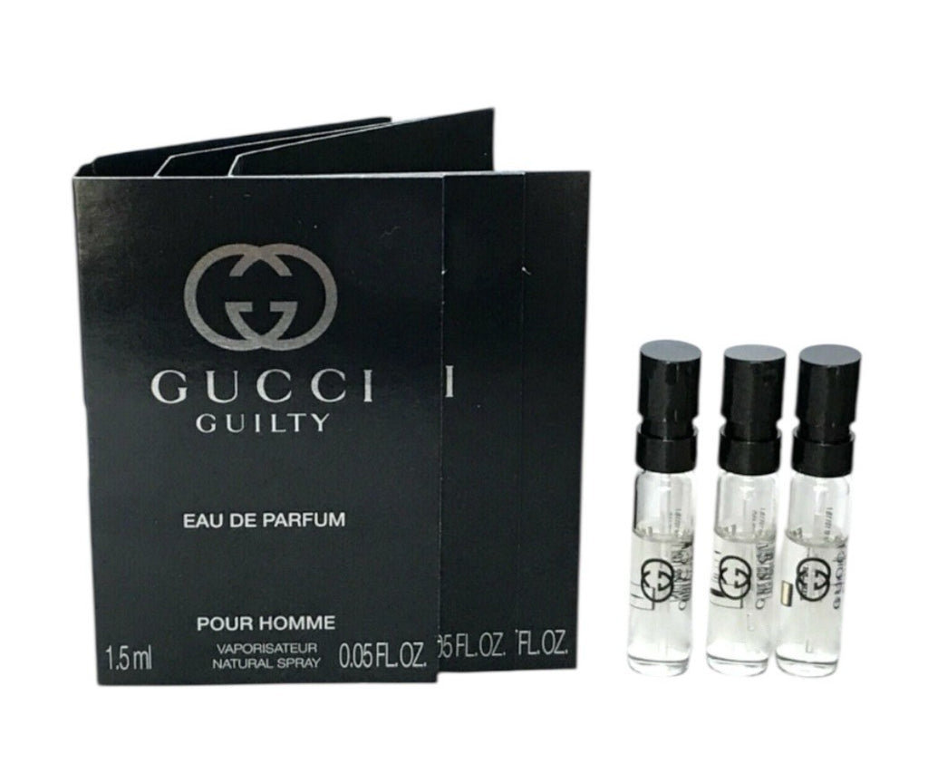 3 x Gucci Guilty Pour Homme Eau De Parfum Sample Spray Vials 1.5ml each NEW1