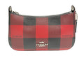 NWT COACH C6818 Jes Baguette With Buffalo Plaid Print Black 1941 Red Multi0