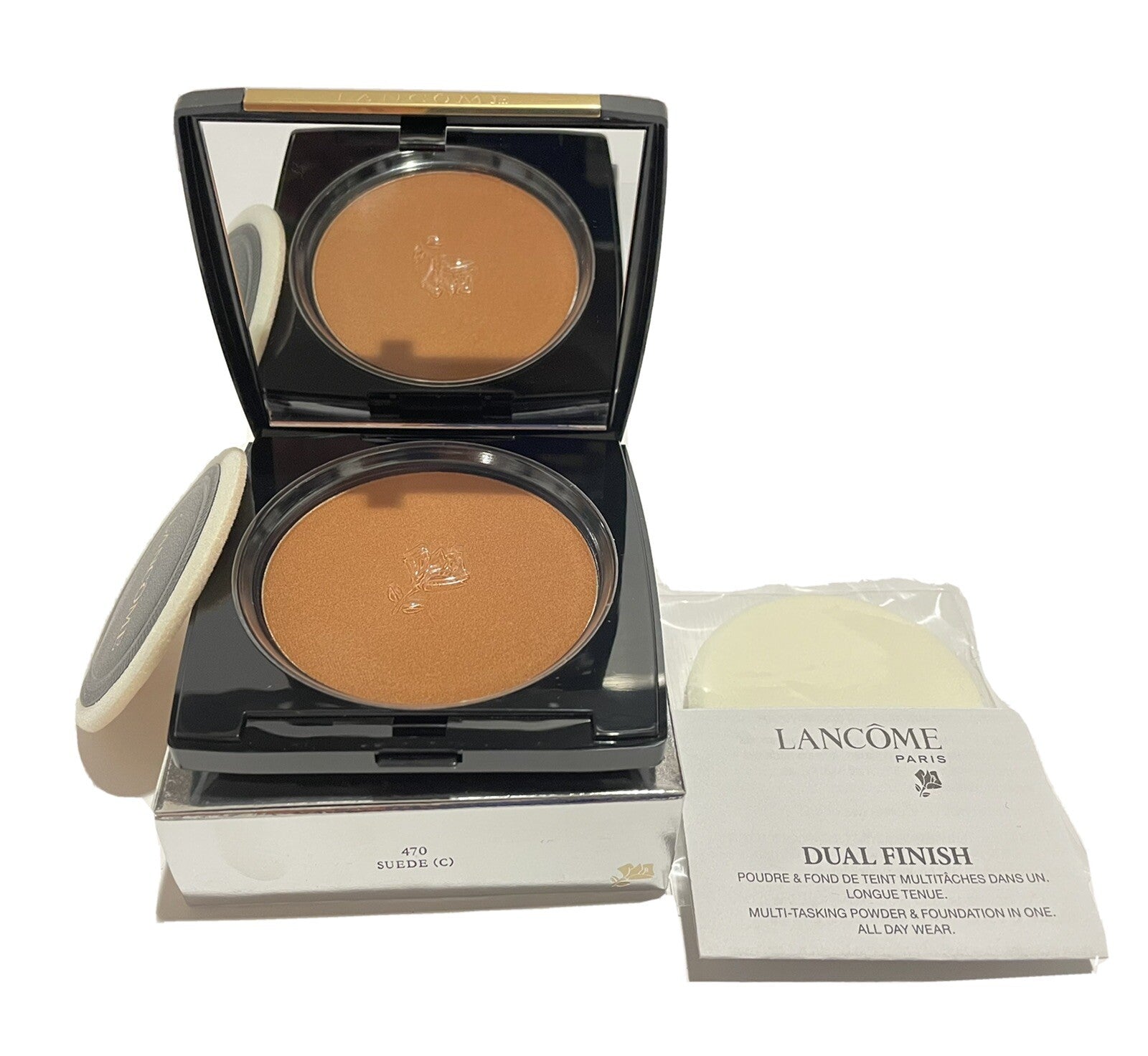 Lancome Dual Finish Multi Tasking Powder & Foundation In One 470 SUEDE (C) NIB0