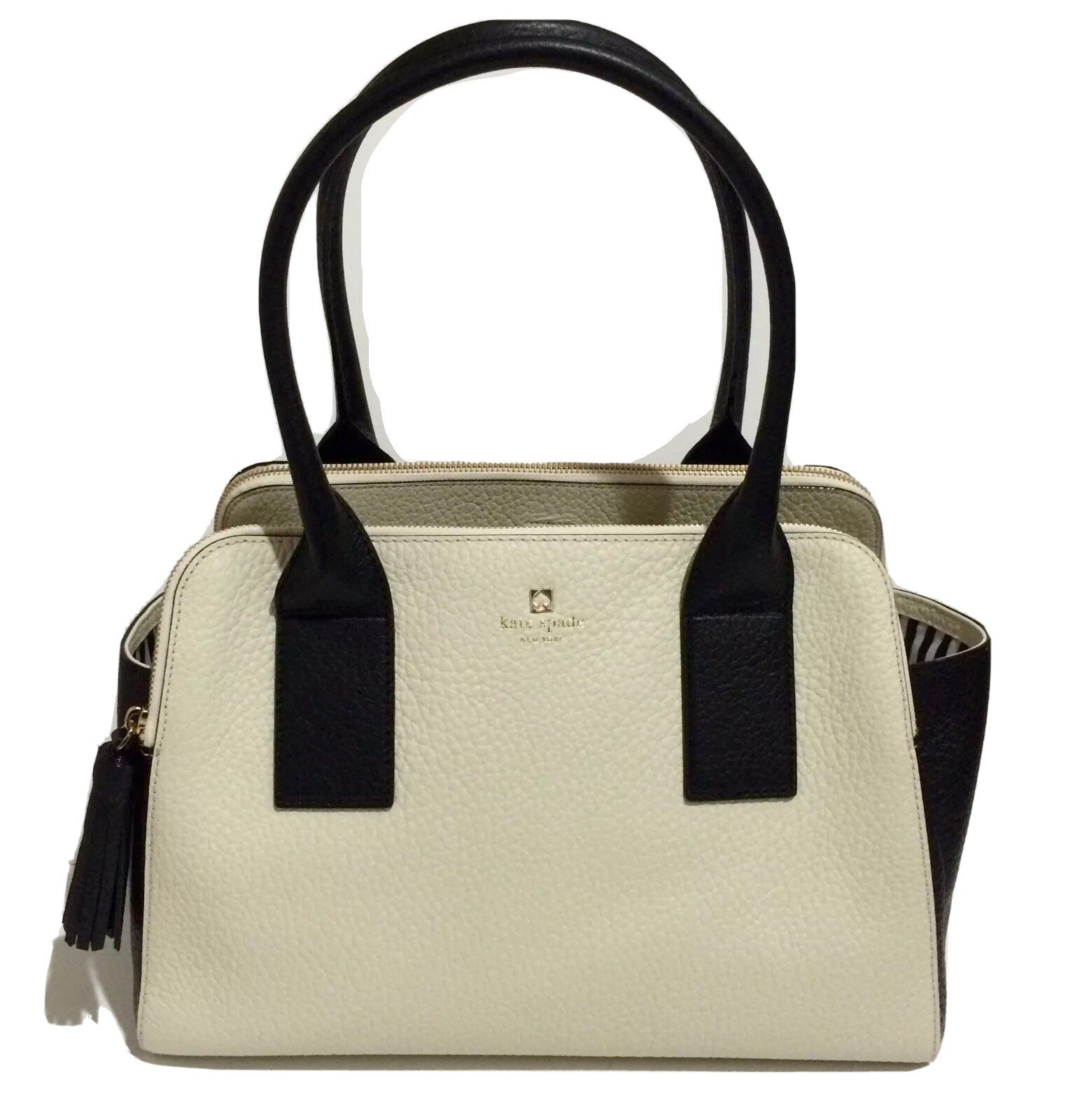 NWT Kate Spade Southport Avenue LYDIA Porcelin Blk Leather Satchel WKRU2720 Bag 0