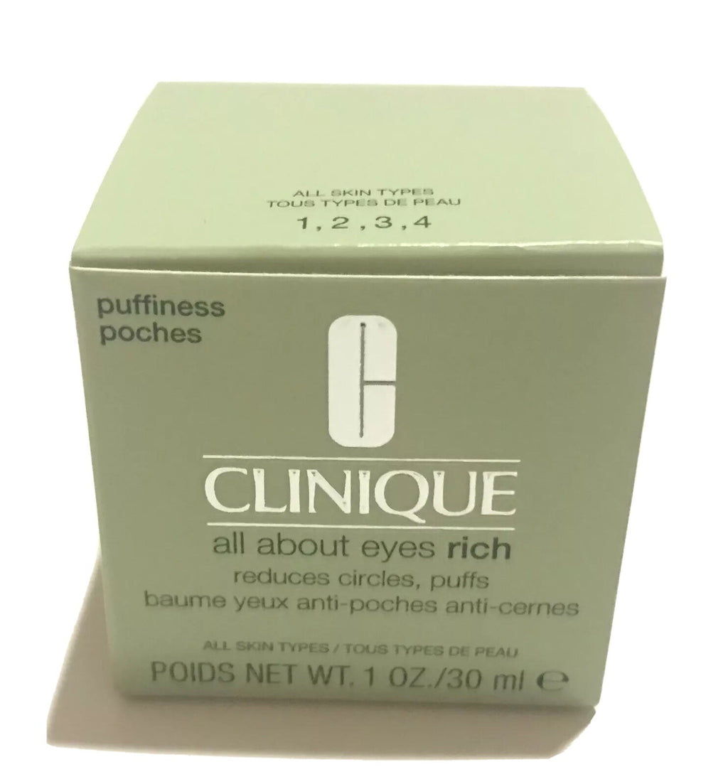 Clinique All About Eyes Rich Reduces Circles Puffs 1oz 30ml All Skin Types NIB2