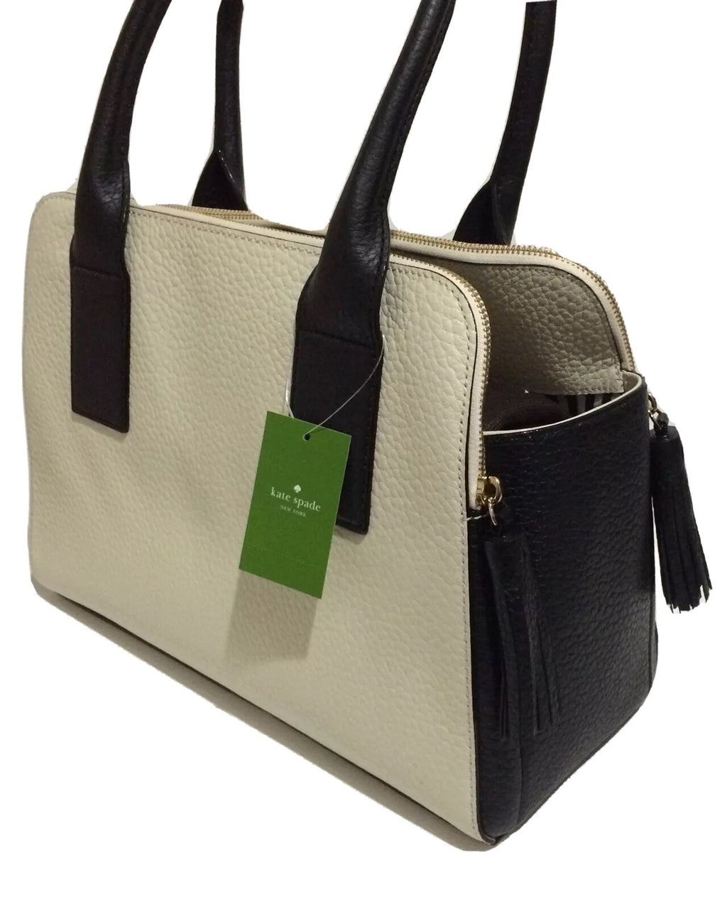 NWT Kate Spade Southport Avenue LYDIA Porcelin Blk Leather Satchel WKRU2720 Bag 2