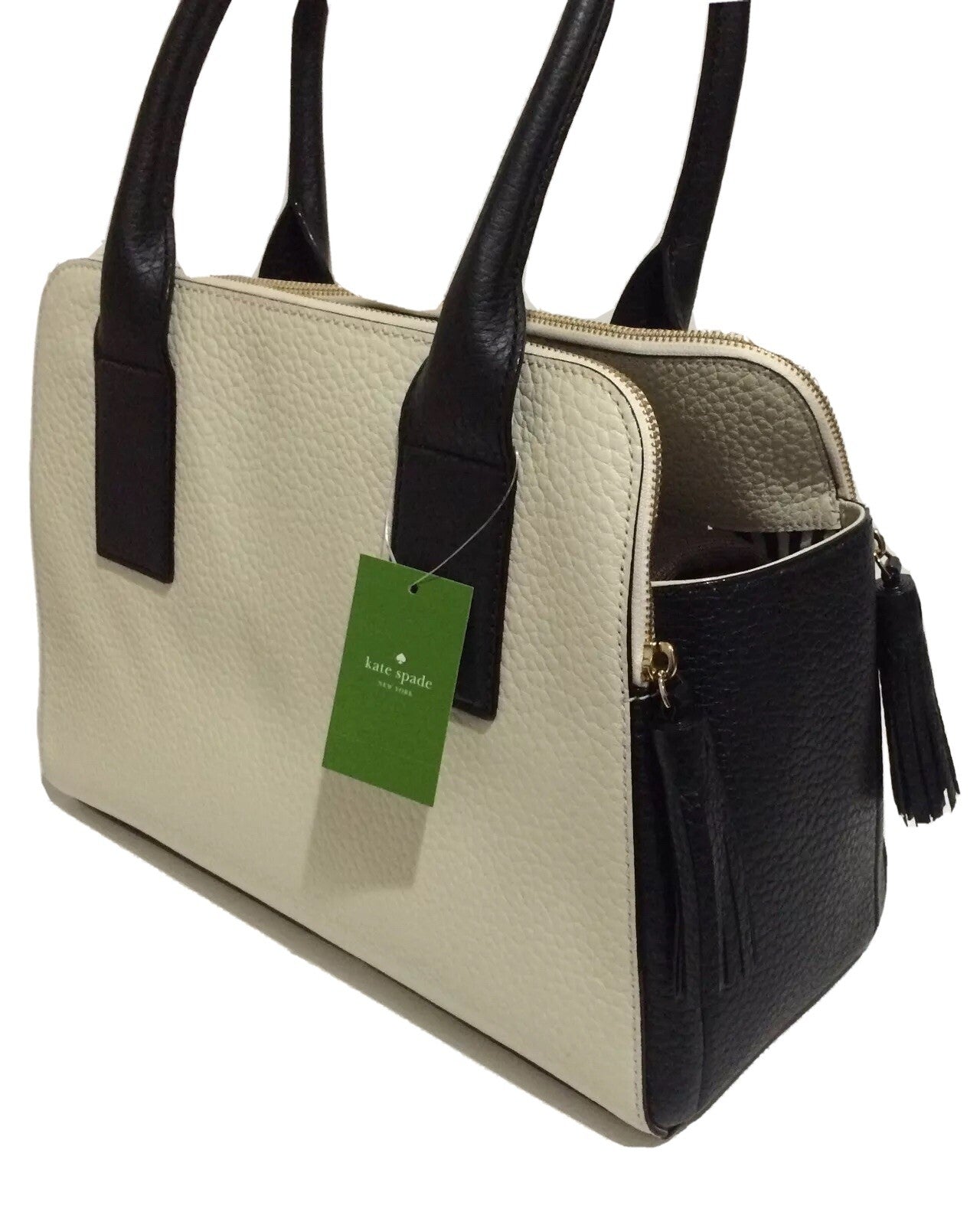 NWT Kate Spade Southport Avenue LYDIA Porcelin Blk Leather Satchel WKRU2720 Bag 2