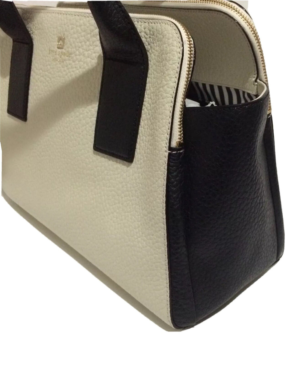 NWT Kate Spade Southport Avenue LYDIA Porcelin Blk Leather Satchel WKRU2720 Bag 3