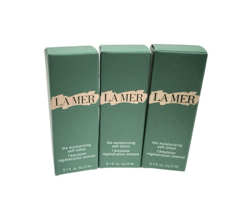 3X La Mer The Moisturizing Soft Lotion 0.1oz/3ml Each.  New In Box0