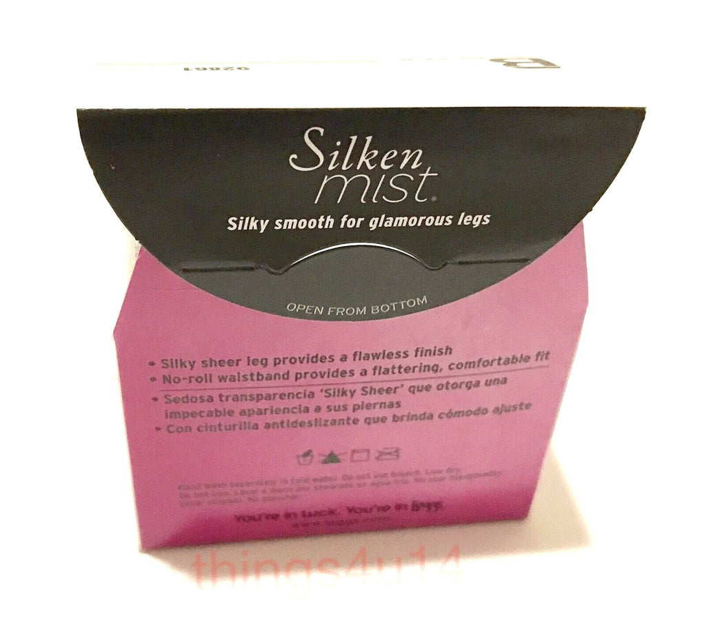 2 X Leggs Pantyhose Silken Mist Control Top Jet Black B No Roll Waistband  NIB2