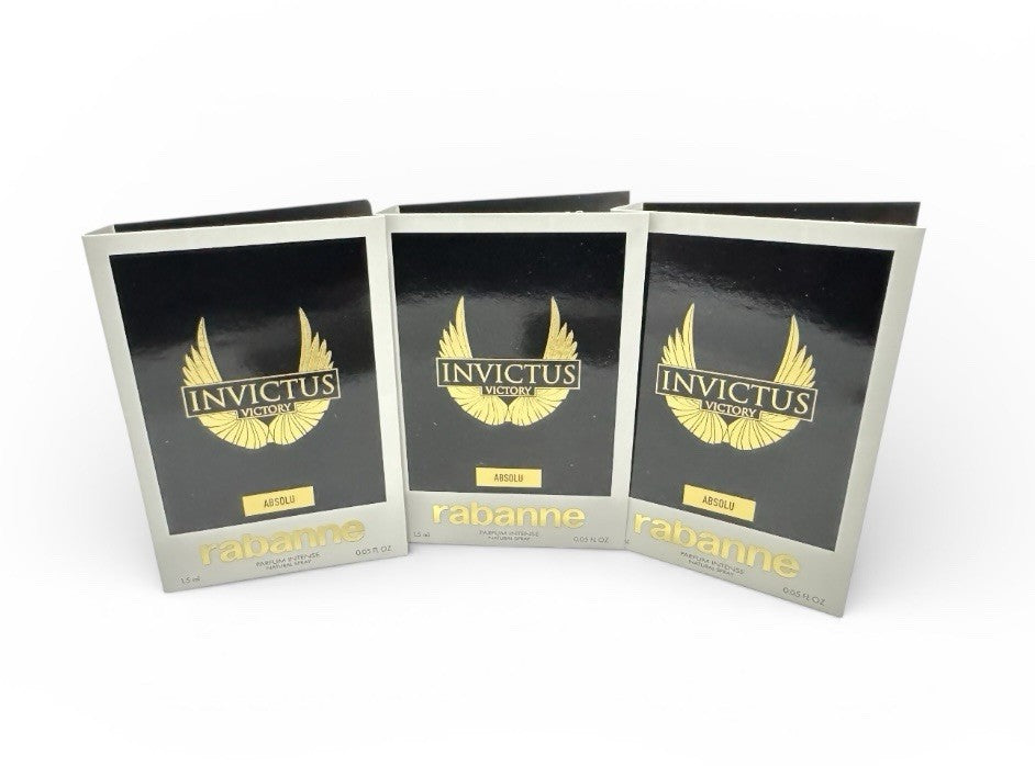 3X Rabanne Invictus Perfum Intense 1.5ml 0.05fl oz Carded SAMPLE  SPRAY VIAL0