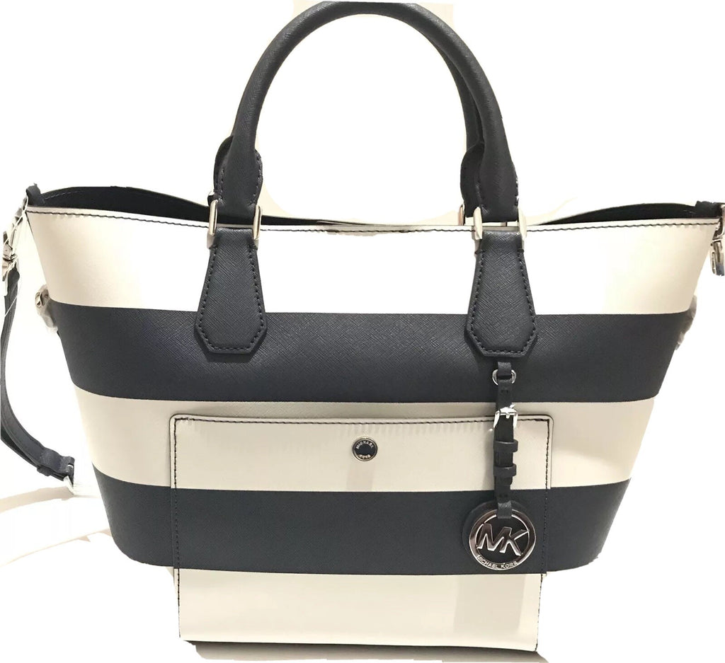 Michael Kors Greenwich Large Saffiano Leather Navy Stripe Grab Bag New With Tag2
