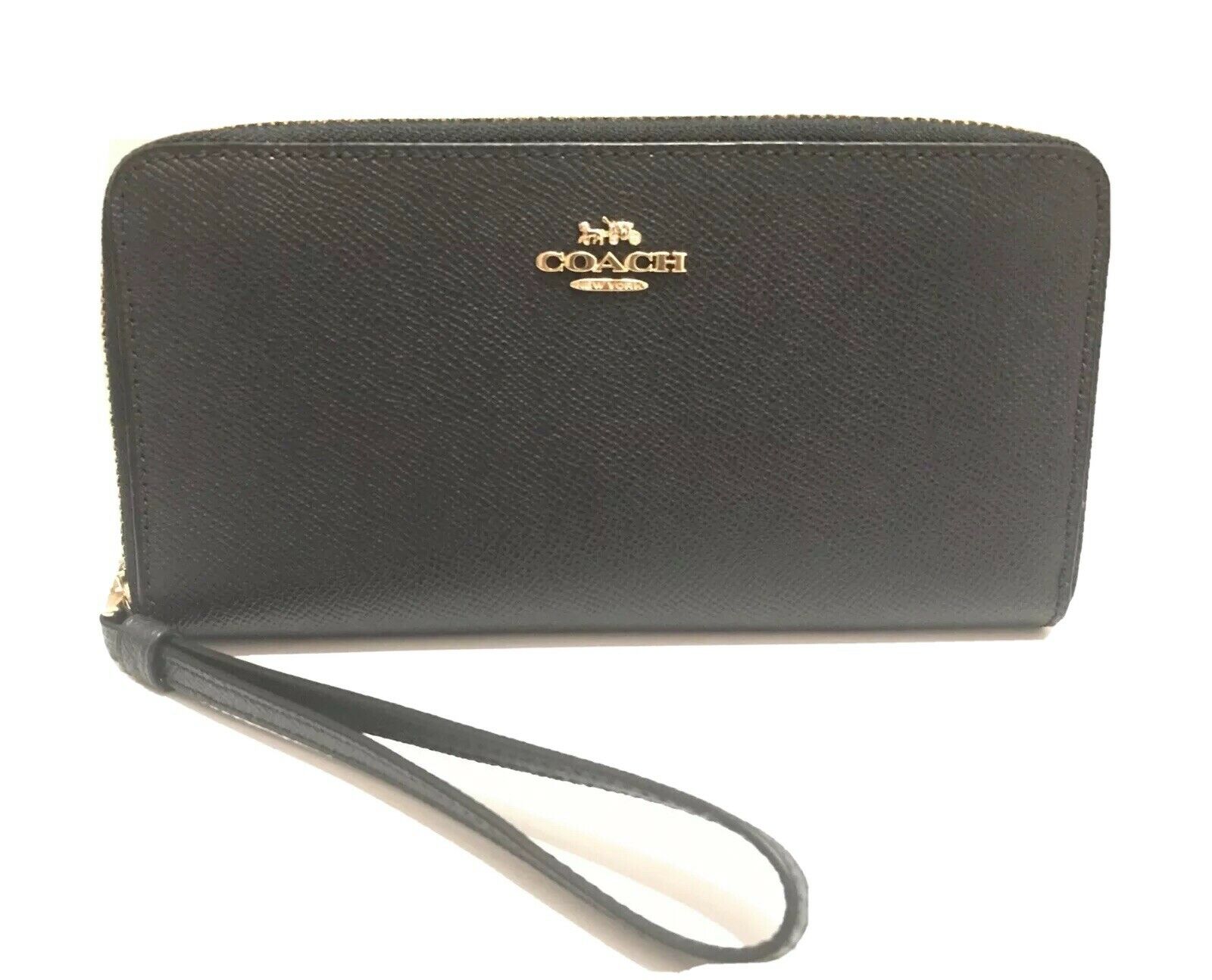 Coach F24413 RFID Accordin Zip Around Midnight Leather Wallet Wristlet New W/Tag